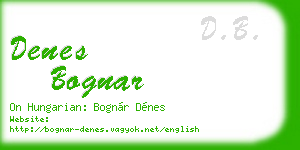 denes bognar business card